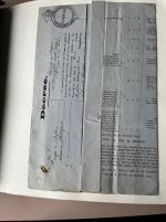 Stamp of Ireland » Revenues & Fiscals » Embossed Stamp Duty 1830-1894 General Duty: Old-time attractive collection of 29 documents, 35 fragments, all mounted on album pages, some being knowledgeable written up in pencil, showing mostly uncoloured or blue embossed impressions, wit