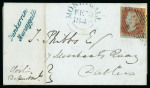 Stamp of Ireland » Postal History (Arranged alphabetically by County) Offaly - Receiving Houses: 1832-49 Selection of thirteen covers mounted on album pages, showing an array of receivers including italic Rhode/Edenderry in blue, 2-line RATHCABBIB/PARSONSTOWN in blue, KINNETTY linear in bl