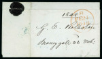 Stamp of Ireland » Postal History (Arranged alphabetically by County) Offaly - Receiving Houses: 1832-49 Selection of thirteen covers mounted on album pages, showing an array of receivers including italic Rhode/Edenderry in blue, 2-line RATHCABBIB/PARSONSTOWN in blue, KINNETTY linear in bl