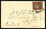 Stamp of Ireland » Postal History (Arranged alphabetically by County) Offaly - Receiving Houses: 1832-49 Selection of thirteen covers mounted on album pages, showing an array of receivers including italic Rhode/Edenderry in blue, 2-line RATHCABBIB/PARSONSTOWN in blue, KINNETTY linear in bl