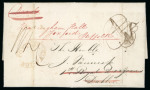 Stamp of Ireland » Pre-Stamp Postal History » Unified Post Period - 1827-1839 1837 (15.9) Folded entire from London to Dublin, bearing clear oval red POSTAGE/NOT PAID (DF No.214), redirected from Dublin to Foxrock, very fine and scarce
