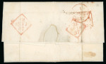 Stamp of Ireland » Pre-Stamp Postal History » Unified Post Period - 1827-1839 1837 (15.9) Folded entire from London to Dublin, bearing clear oval red POSTAGE/NOT PAID (DF No.214), redirected from Dublin to Foxrock, very fine and scarce