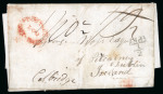 Stamp of Ireland » Pre-Stamp Postal History » Independant Post Office Period - 1784-1831 1831 (28.2) Folded entire sent from Glandfield, Scotland to Dublin, Ireland, rerated from 1/9 1/2d to 1/10 1/2d and showing clear strike of the scarce red oval POSTAGE/L.C.O./NOT PAID of the Dublin letter Carrier's offic