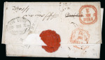 Stamp of Ireland » Pre-Stamp Postal History » Independant Post Office Period - 1784-1831 1831 (28.2) Folded entire sent from Glandfield, Scotland to Dublin, Ireland, rerated from 1/9 1/2d to 1/10 1/2d and showing clear strike of the scarce red oval POSTAGE/L.C.O./NOT PAID of the Dublin letter Carrier's offic