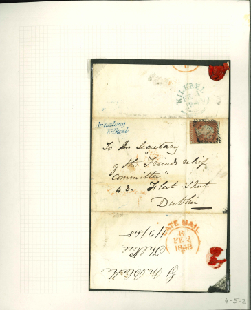 Stamp of Ireland » Postal History (Arranged alphabetically by County) Down - Receiving Houses: 1832-49 Selection of fourteen covers and two part covers, all mounted on album pages, showing an array of receivers including italic Annalong/Kilkeel in blue (2), Ashfield R.H./Dromore also in bl