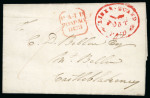 Stamp of Ireland » Pre-Stamp Postal History » Independant Post Office Period - 1784-1831 1823 (12.7) Folded entire addressed to the Linen Inspector for Galway Bellow at Castleblakeney, Co. Galway, showing the distinctive oval fancy LINEN BOARD / POST / * PAID * in red, rated “1” with Dublin octagonal PAID/30