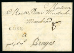Stamp of Ireland » Pre-Stamp Postal History » Early Period - 1657-1784 1710 Entire written in Flemish from Cork and addressed to Monsieur Moentach, Marchand à Bruges, in Belgium, showing bottom left manuscript "Post PD 10d" and further "6", plus small linear CORK in black, also 1732 entire 