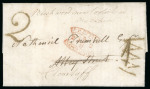 Stamp of Ireland » Pre-Stamp Postal History » Local Post Period - 1773-1840 1818 Printed circular of the Royal Canal Company sent from Clare Street to Abbey Street, showing handstruck "1"  of the penny post in black, cancelled on re-direction to Clontarf with Zigzag erasure handstamp, recharged 