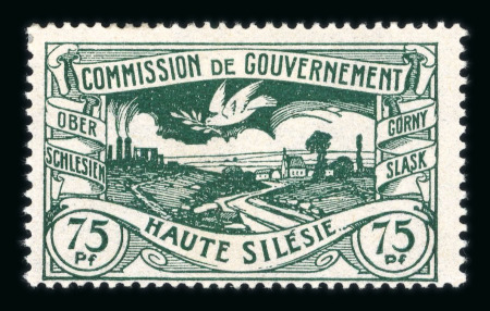 Stamp of Germany » Plebiscite Areas » Upper Silesia 1920, Friedenstaube type 75 Pfg black green variety