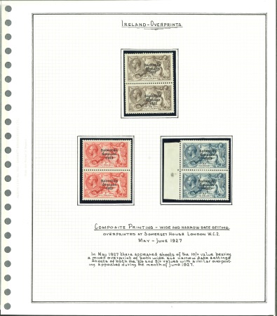 Stamp of Ireland » 1922-35 Overprint Collections 1922–1935 – Attractive and Valuable Collection. An exceptional and comprehensive collection, beautifully mounted and written up on sixty-one album pages. Includes mint and used examples, complete sets, singles, multiples