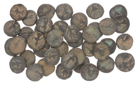 India, Kushan, Kanishka I (c. 127-150 AD), group of 40 bronze drachms (c 4-4.4 g.)