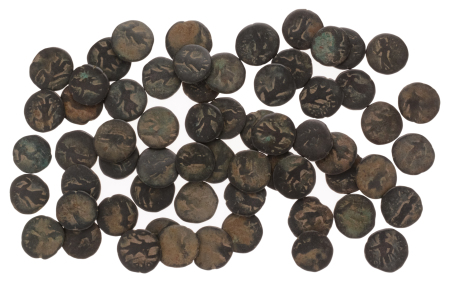 India, Kushan, Kanishka I (c. 127-150 AD), group of 62 bronze drachms (c 4-4.4 g.
