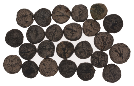India, Kushan, Kanishka I (c. 127-150 AD), group of 24 bronze tetradrachms (c 10.50-15 g.)