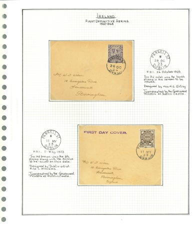 Stamp of Ireland » Definitives 1922-68 An attractive specialised collection neatly mounted and beautifully written up on 64 album pages, being housed in one Spring back album, showing a fine array of the First and Second definitives with both SE and E