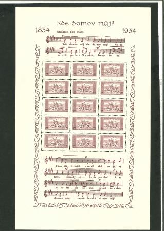 Stamp of Czechoslovakia » Czechoslovakia 1918-1939 Czechoslovakia 1934, Kde domov muj sheets, unused as issued