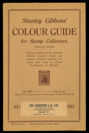 Stamp of Literature Colour Guides: Stanley Gibbons three different guides, including an early example with SG vignettes in one hundred different shades, plus a rare fan-shaped guide bx Harrison & Sons the printers, also with 20 vignettes in