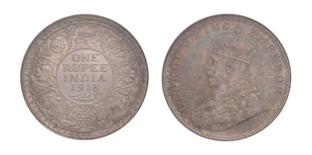 India, 1918 (C), silver Rupee, Calcutta mint, 11.66 g.
