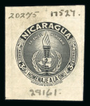 Stamp of Nicaragua 1953 Tribute to the United Nations group of 18 black proofs