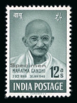Stamp of India » Dominion 1948 Gandhi set of four with "SPECIMEN" overprints with the original Courvoisier presentation booklet