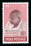 Stamp of India » Dominion 1948 Gandhi set of four with "SPECIMEN" overprints with the original Courvoisier presentation booklet
