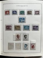 Stamp of Hungary 1871-1974 mint collection with plenty of imperforate issues, on pre-printed pages in 3 volumes + 1 volume with souvenir and minisheets