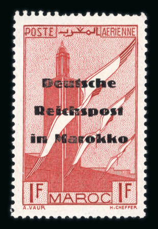 Stamp of Colonies françaises » Maroc 1942, (POSTE ALLEMANDE AU MAROC), 1fr poste aérien