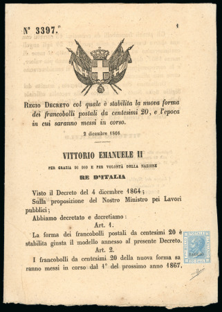 Stamp of Italy » Italy and Areas Collections and Lots 1850-1875 group of 16 Decrees from the Kingdom of Vittorio Emanuele II