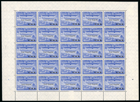 Stamp of Brazil » Airmails 1930 "U.S.A." overprint on Zeppelin set of 3 in complete sheets of 25 stamps