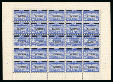 Stamp of Brazil » Airmails 1930 Zeppelin 10000 Reis on 20000 complete mint sheet of 25