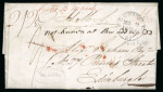 Stamp of Ireland » Pre-Stamp Postal History » Independant Post Office Period - 1784-1831 1824 (7.3) Folded entire turned cover Limerick to Clonmel, rate "6" with LIMERICK/MR.7/1824/84 circular mileage mkg in red, cover turned and sent on from Clonmel to Edinburgh, rate "2/2" with CLONMELL/MR.9/1824/82 circul