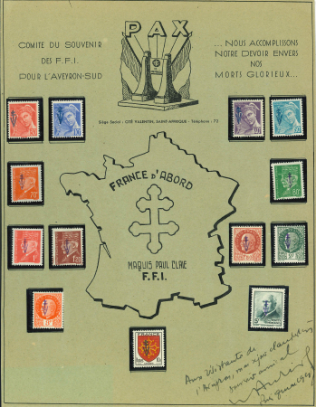 Stamp of France » Libération SYLVANES-LES-BAINS (Aeyron) : RARISSIME feuillet-souvenir