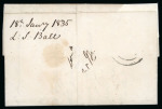 Stamp of Ireland » Postal History (Arranged alphabetically by County) Kilkenny: 1835 Folded entire from Kilkenny to Dublin, bearings distinctive sherif boxed PAID AT/KILKENNY hs in black showing two different font sizes, red boxed PAID ds alongside, very fine and unusual strike.