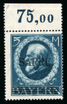 Stamp of Colonies françaises » Sarre 1920, timbre de Bavière 5mk bleu Y&T n° 30 neuf **