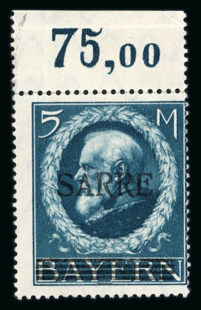 Stamp of Colonies françaises » Sarre 1920, timbre de Bavière 5mk bleu Y&T n° 30 neuf **