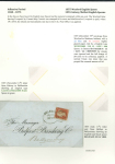 Stamp of Ireland » Pre-Stamp Postal History » Adhesive Period 1855-58 Three folded entries each tying 1d or 2d adhesives by three different BELFAST spoons, one showing rare date error 57 for 1857, a very fine trio all neatly mounted and written up on two exhibition pages (3)