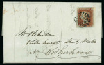 Stamp of Ireland » Pre-Stamp Postal History » Adhesive Period Irish River Letter    1842 (1.11) River letter written "On board Lansdown Steamer, River Shannon" to Rotherham, franked 1d red, IL plate 24, clear to very large margins tied by crisp distinctive Limerick Maltese Cross, a