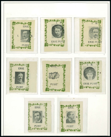 Stamp of Ireland » Forerunners (L1-L45) 1916 "Erie Puist" complete set of eight mint or unused single labels, a scarce set (Hib. L34-41, €720)