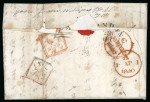 Stamp of Ireland » Postal History (Arranged alphabetically by County) Dublin: 1840 (17.3) Folded cover from France to Dublin, redirected to London, rated "1/7" and subsequently rerated "1/8", with italic Postage to Dublin not paid alongside, cvr creases, scarce.