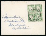 Stamp of Ireland » Later postal history 1926 (15.7) Envelope from Dublin to Blackrock, franked SE Wmk 1/2d green block of four tied by large type WOMENS CONGRESS/DUBLIN/15.JY.26 cds, scarce