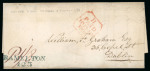 Stamp of Ireland » Postal History (Arranged alphabetically by County) Donegal - Ramelton: 1826 (10.7) Folded lettersheet to Dublin paying the "1/8"d rate assimilated rate for 120 miles to 150 miles, rerated 1d and doubled, showing a superb strike of the RAMELTON/123 large type mileage mkg 