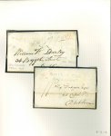 Stamp of Ireland » Postal History (Arranged alphabetically by County) Donegal – Ballyshannon: 1783-1840 Twelve folded covers mounted on album pages, showing large linear town marking B.SHANNON, BALLYSHANNON/101 mileage in red on four covers, BALLYSHANNON/PENNY POST in both black, blue and 