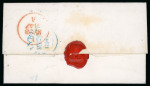 Stamp of Ireland » Postal History (Arranged alphabetically by County) Donegal: 1810-1859 Attractive group of 33 covers mounted on 26 album pages, showing an array of different town markings including 2-line BALINTRA/DONEGAL in blue, BUNCRANA/122 mileage in black, undated circular town mkg 