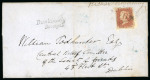 Stamp of Ireland » Postal History (Arranged alphabetically by County) Donegal: 1810-1859 Attractive group of 33 covers mounted on 26 album pages, showing an array of different town markings including 2-line BALINTRA/DONEGAL in blue, BUNCRANA/122 mileage in black, undated circular town mkg 