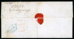 Stamp of Ireland » Postal History (Arranged alphabetically by County) Donegal: 1810-1859 Attractive group of 33 covers mounted on 26 album pages, showing an array of different town markings including 2-line BALINTRA/DONEGAL in blue, BUNCRANA/122 mileage in black, undated circular town mkg 