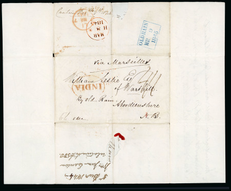 Stamp of China » Pre-Stamp and Stampless Mail Canton 1844 (Dec. 5), entire letter to Old Rain, Aberdeenshire,