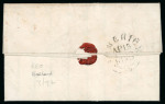 Stamp of Ireland » Pre-Stamp Postal History » Postal Reform Period 1840 (31.5) Prepaid folded entire from Dublin to St.Johnsgate Brewery, showing an exceptional strike of the Dublin coded "25/PAID/1d." hs, plus framed Dublin "PAID/AP 14E/1840" ds, very fine and scarce.
