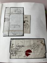 Stamp of Ireland » Postal History (Arranged alphabetically by County) Clare: 1801-1848 Attractive accumulation of thirty-seven covers or part covers mounted on 31 album pages, showing an array of postal markings including boxed ASKEATON/113 mileage (3), linear BROADFORD in black, linear CA
