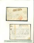 Stamp of Ireland » Postal History (Arranged alphabetically by County) Cavan - Ballyhaise: 1830-1845 Attractive group of four covers or part covers mounted on 2 album pages, two part covers showing the rare 2-line BALLYHAISE/RECEIVING HOUSE in black, and two entires both with serif linear B