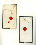 Stamp of Ireland » Postal History (Arranged alphabetically by County) Cavan - Ballyhaise: 1830-1845 Attractive group of four covers or part covers mounted on 2 album pages, two part covers showing the rare 2-line BALLYHAISE/RECEIVING HOUSE in black, and two entires both with serif linear B