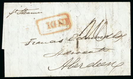 Stamp of India » Postal History Pre stamp Calcutta 1846 entire to Aberdeen